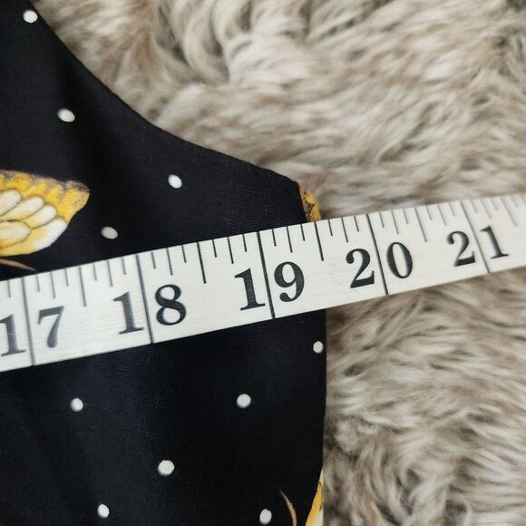 Norton McNaughton Vintage Butterfly Print Suit Vest Black and Yellow Size 12 - Picture 9 of 10